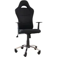 FurniTex CHAISE DE BUREAU PIVOTANTE AVEC APPUI-TÊTE, NOIRE, RÉGLABLE EN HAUTEUR,
