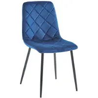 FurniTex Fauteuil loft bleu velours avec pieds noirs, , pour salle à manger