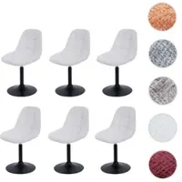 Mendler Lot de 6 chaises de salle à manger HWC-A60, chaise de cuisine chaise pivotante, acier MVG tissu/textile chenille (465g/m²) crème