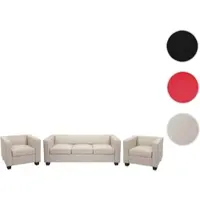 Mendler 3-1-1 Ensemble de canapés Loungesofa Lille cuir crème