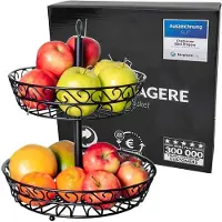Chefarone Corbeille à fruits - - 2 étages - Métal - Noir