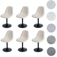 Mendler Lot de 6 chaises de salle à manger HWC-A60, chaise de cuisine chaise pivotante, acier MVG tissu/textile bouclé (450g/m²) beige