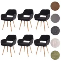 Mendler 6x chaise de salle à manger HWC-A50 II, fauteuil, design rétro des années 50 tissu, gris foncé