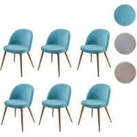Mendler 6x chaise de salle à manger HWC-D53, fauteuil, style rétro années 50, en velours bleu turquoise