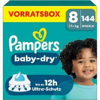 Pampers Baby Dry Gr.8 Extra Large 17+kg Windeln Vorratsbox 144 Stück (Taille 8, 144 pcs)