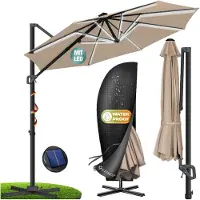 Kesser Parasol pour pergola, modèle SUN, diamètre 330 cm, réglable en 7 positions, rotation à 360°, avec housse de protection