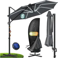 Kesser Parasol pour pergola, modèle SUN, diamètre 330 cm, réglable en 7 positions, rotation à 360°, avec housse de protection