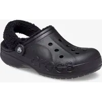 Crocs Sabots Baya doublés à bride en peluche - Noir/Noir