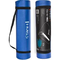 HMS Tapis de yoga antidérapant - 183 cm de tapis d'exercice long pour un confort maximal Bleu