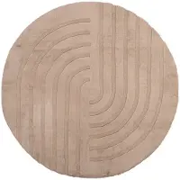 FRAAI Tapis rond à poils longs | Carvy Curves Taupe | Ø 230cm | Taupe | Polyester | Rond