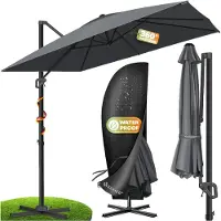 Kesser Parasol de jardin, modèle SUN XL, 300x300 cm, pivotant et inclinable à 360°, avec housse de protection