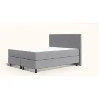 Emma BSB Original - 200 x 200 - Gris clair - Tête de lit capitonnée - Pieds noirs - Avec housse de matelas