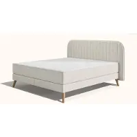 Emma Elite Boxspringbed Comfort V2 – Beige – 200x200 cm – Hoofdbord Kussen – Houten poten