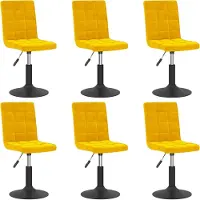 vidaXL Chaises de salle à manger 6 pcs. Pivotant jaune moutarde velours