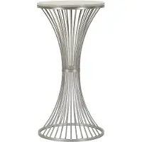 Mauro Ferretti Table d'appoint en marbre et en fer, diamètre 40 cm, longueur 79 cm, couleur argent, modèle Funnel de