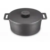 Moa Casserole en fonte - Capacité 4,75 litres - 26CM - Ronde - Toutes sources de chaleur - Egalement pour induction - Poids 5,8 kg - Noire - MOAMC26B