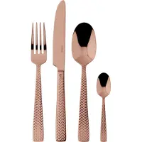 Sambonet Ensemble de couverts Cortina, en acier inoxydable avec finition PVD cuivrée, 24 pièces. Référence : S0198-S00018-S0037, numéro de modèle : 52722C81