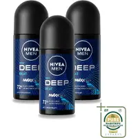 Nivea 3 déodorants roll-on MEN Deep Beat - 50 ml - Pack économique - 3 pièces