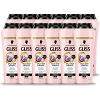 GLISS 12 flacons de shampooing réparateur pour cheveux abîmés Kur - 400 ml - Pack économique - 12 pièces