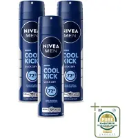 Nivea 3 x Déodorant spray MEN Cool Kick, 150 ml - Pack économique - 3 pièces