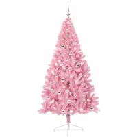 vidaXL Sapin de Noël artificiel pré-éclairé Rose 210 cm PVC