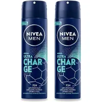 Nivea 2 x Déodorant spray MEN Ultra Charge - 150 ml - Pack avantage - 2 pièces