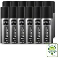 Vogue 12 vaporisateurs déodorants anti-transpirants Men Mystic Black, 150 ml - Lot de 12 pièces