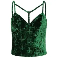 Banned Alternative Top Gothic de - Sanctum Velvet Top - XS - XXL - pour Femme - vert - Taille XS