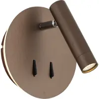 QAZQA Applique murale moderne bronze foncé avec LED et USB-C - Croft