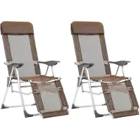 vidaXL Chaises longues pliantes avec repose-pieds 2 pcs. Marron Textilène