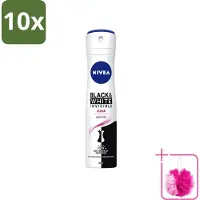 Nivea 10 sprays déodorants Invisible Black & White - 150 ml - Lot de 10