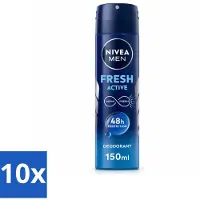Nivea MEN - Déodorant Spray - Fraîcheur Active - 150 ml - Pack avantage - 10 pièces
