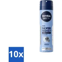 Nivea 10 sprays déodorants MEN Silver Protect Polar Blue, 150 ml - Pack économique - 10 pièces