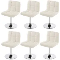 Mendler Lot de 6 chaises de salle à manger Kavala, pivotante, similicuir, chrome blanc