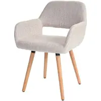 Mendler 6x chaise de salle à manger Altena II, fauteuil tissu, crème/gris