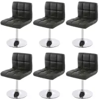 Mendler Lot de 6 chaises de salle à manger Kavala, pivotante, similicuir, chrome noir