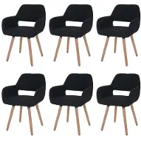 Mendler 6x chaise de salle à manger Altena II, fauteuil tissu, noir