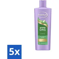 Unilever 5 bouteilles de shampooing Andrélon, à utiliser quotidiennement, enrichi à l'huile de tournesol, 400 ml - Pack avantage - 5 pièces