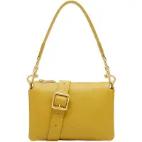 BIASIA Cuir sac à épaule bandoulière Feather Small Crossbody Bag Avocado moutarde