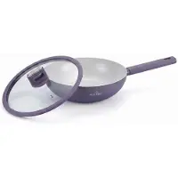 Swiss Haus Poêle Wok 30cm avec couvercle tous feux dont induction Speiez Castle Collection Taupe Violet SH-SCW30T