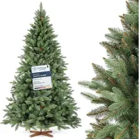 FairyTrees Sapin de Noël Artificiel, Nordmann Premium 220 cm, Éléments naturels moulés par Injection, Fabriqué en UE