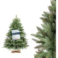 FairyTrees Sapin de Noël Artificiel, Nordmann Premium 120 cm, Éléments naturels moulés par Injection, Fabriqué en UE