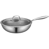 Swiss Haus Poêle wok -Zermatt, acier inoxydable à 3 couches, 28x9 cm, 4 L, argenté