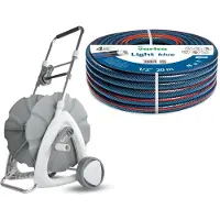 AGAPLAST Tuyau d'arrosage enrouleur 1/2", 45 mètres + Tuyau d'arrosage Vartco, bleu clair, 1/2", 20 mètres,