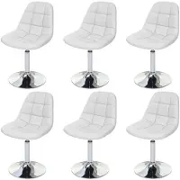 Mendler 6x chaise de salle à manger Cascina, fauteuil pitovante, chrome similicuir blanc