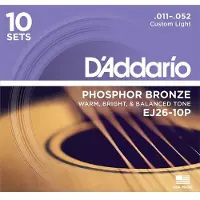 Daddario D'Addario EJ26-10P Custom Light 11-52 10 jeux - phosphore bronze - jeu guitare acoustique