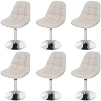 Mendler 6x chaise de salle à manger Cascina, fauteuil pitovante, chrome similicuir crème