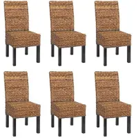 Mendler Lot de 6 chaises M69, banane tressée pieds foncés