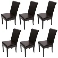 Generique Lot de 6 chaises de séjour Novara II, cuir brun/pieds foncés