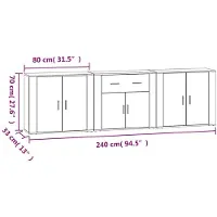 vidaXL Sideboards 3 pcs. Chêne fumé Bois composite